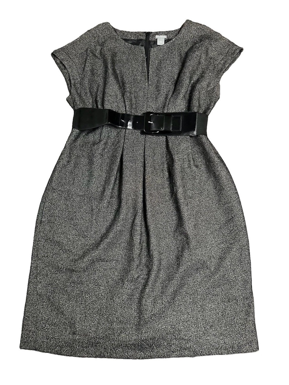 Ann Taylor Gray Tweed Belted Sheath Work Dress Size 18 NWT
